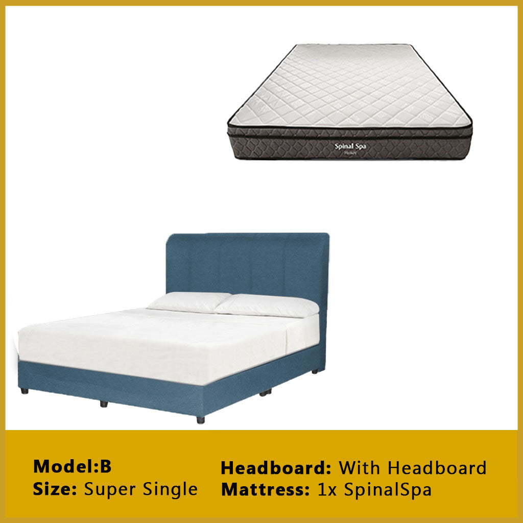 Gracie Divan Bed Frame with Foam Padded Headboard w/ Mattress - All Sizes Available