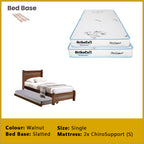 Marin Single Pull-Out Bedframe MDF + Veneer Solid Wood Slatted Base  - w/ Mattress Option