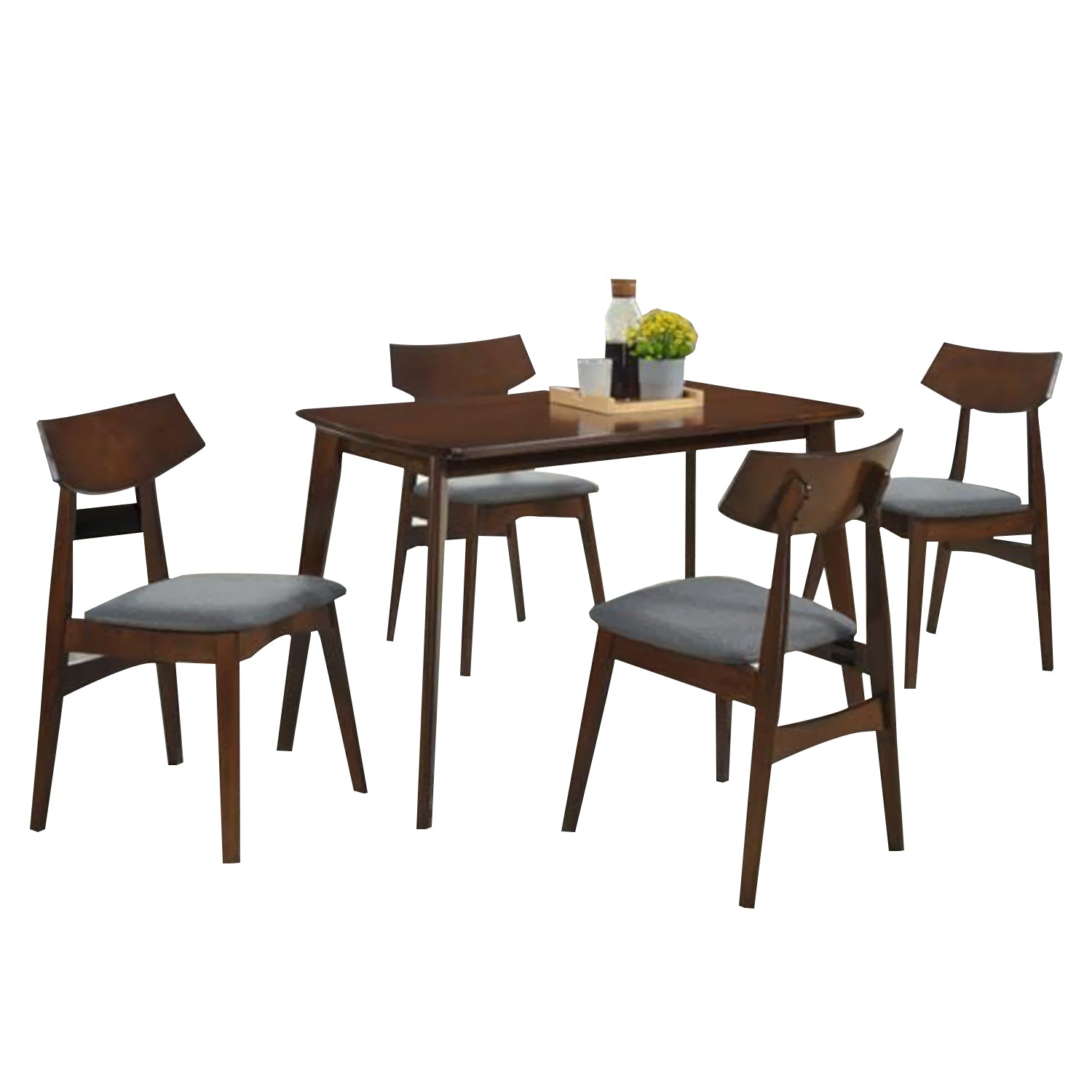 Juventus Dining Set Table with Chair & Bench in Natural Whitewash & Walnut Color