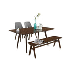 Napoli Solid Wood Dining Set Table with Chair and Bench - Available in Natural and Walnut Colour