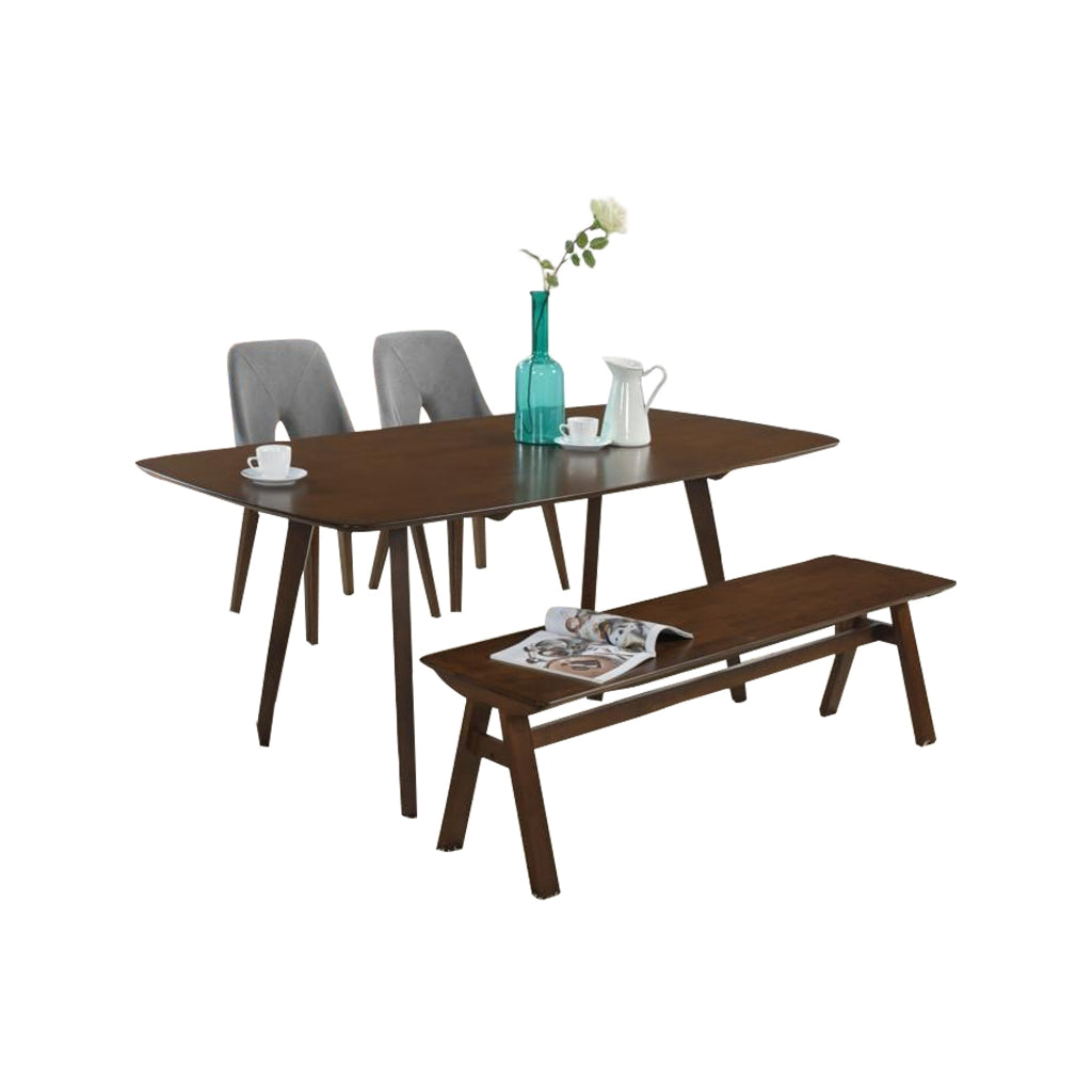 Napoli Solid Wood Dining Set Table with Chair and Bench - Available in Natural and Walnut Colour