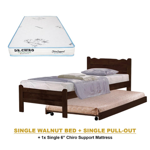 Image of Belle Pull-Out Bed Single Solid Rubberwood Bed Frame w/ Mattress Option