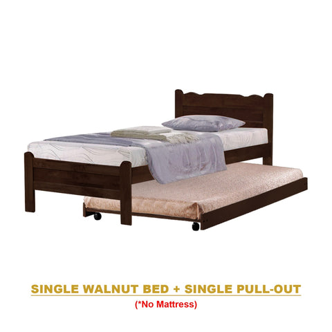 Image of Belle Pull-Out Bed Single Solid Rubberwood Bed Frame w/ Mattress Option