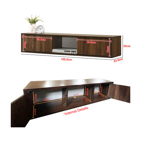 Image of Sombra Series A Floating TV Console Wall Mounted in Walnut Color