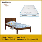 Ethan Single Pull-Out Bedframe MDF + Veneer Solid Wood Slatted Base  - w/ Mattress Option