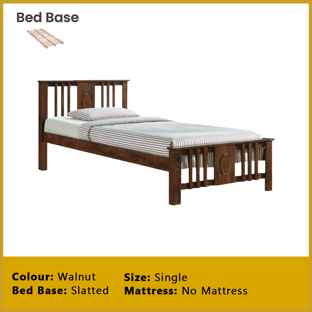 Gigi Single Pull-Out Bedframe Solid Wood Slatted Base  - w/ Mattress Option