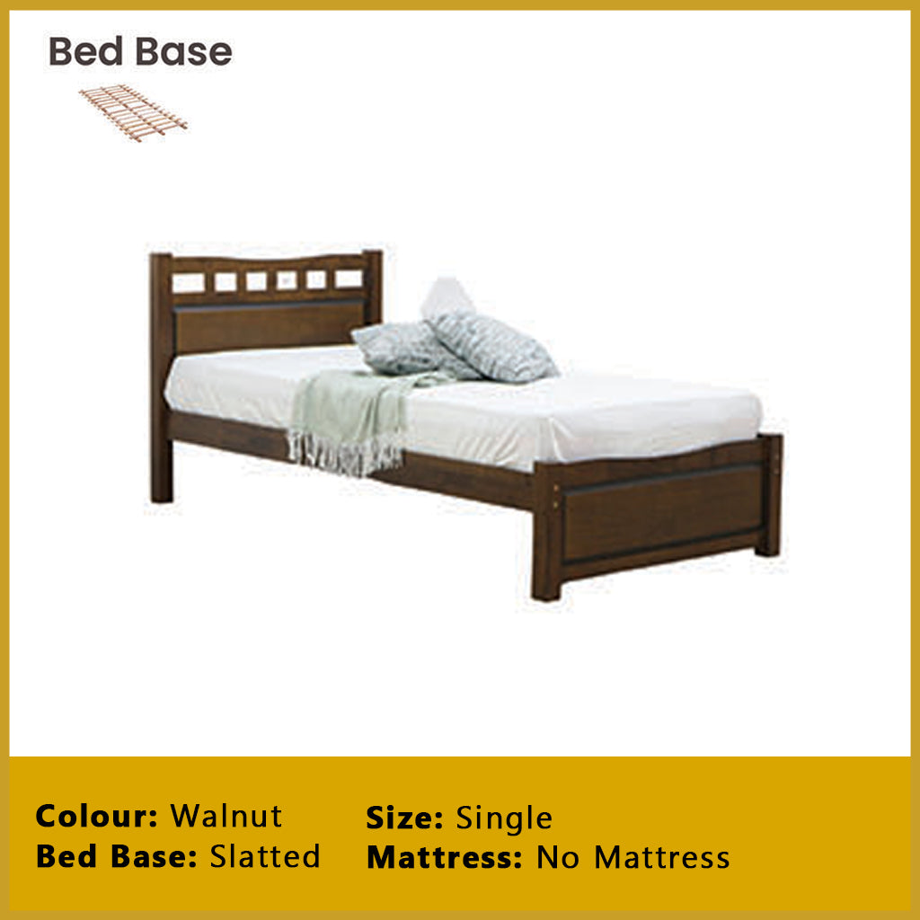 Frankie Single Pull-Out Bedframe MDF + Veneer Solid Wood Slatted Base  w/ Mattress Option