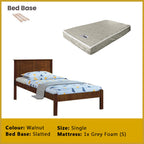 Ethan Single Pull-Out Bedframe MDF + Veneer Solid Wood Slatted Base  - w/ Mattress Option