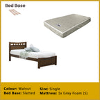 Frankie Single Pull-Out Bedframe MDF + Veneer Solid Wood Slatted Base  w/ Mattress Option