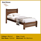 Marin Single Pull-Out Bedframe MDF + Veneer Solid Wood Slatted Base  - w/ Mattress Option