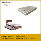 Marin Single Pull-Out Bedframe MDF + Veneer Solid Wood Slatted Base  - w/ Mattress Option