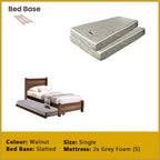 Marin Single Pull-Out Bedframe MDF + Veneer Solid Wood Slatted Base  - w/ Mattress Option