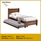 Marin Single Pull-Out Bedframe MDF + Veneer Solid Wood Slatted Base  - w/ Mattress Option