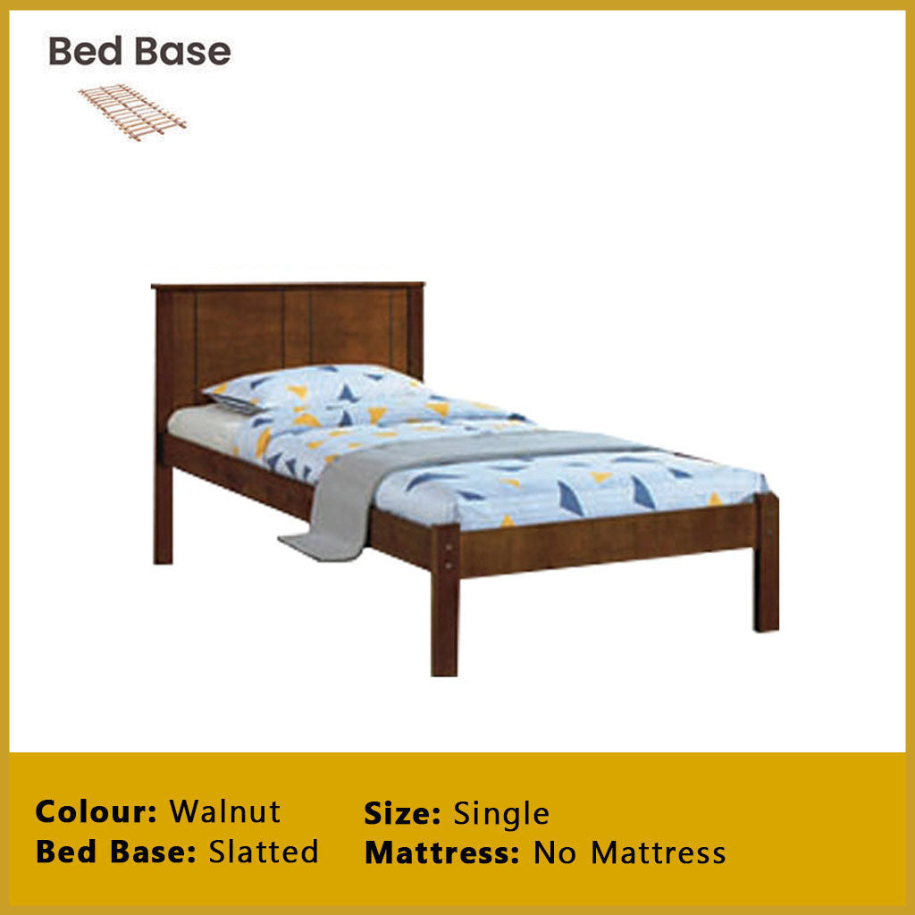 Ethan Single Pull-Out Bedframe MDF + Veneer Solid Wood Slatted Base  - w/ Mattress Option