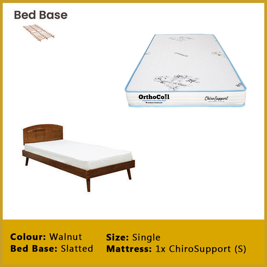 Poppy Single Bedframe Solid Wood Slatted Base  - w/ Mattress Option