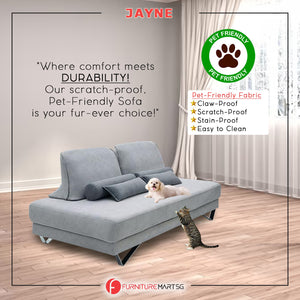 Jayne 2-Seater + 3-Seater Sofa Set Pet Friendly Fabric Scratch-proof Stain-Proof in Grey Colour