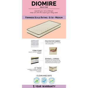 Diomire Health Care Bonnell Spring Mattress - 6" Mattress In Single, Super Single Size