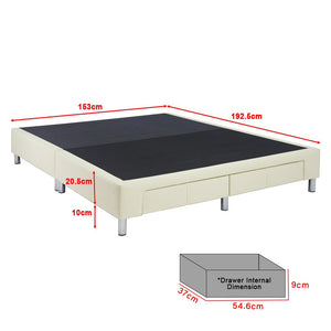 Felina Series Leather Divan Bed Frame With Drawers In Single, Super Single, Queen and King Size