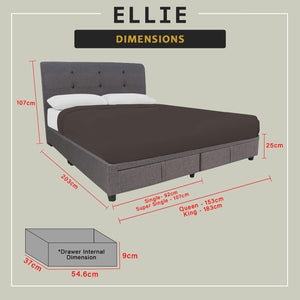 Ellie Drawer Bedframe Storage Bed All Sizes - Pet-Friendly Option / Mattress Option