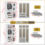 CROSSIA CARB-P2 Certified Board 1-5 Doors Wardrobe Rattan Design with Drawers Top Cabinet