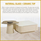 Yunna Premium Coffee Center Table Steel Metal Leg + Marble Ceramic Top