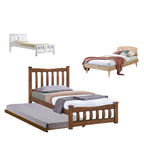 Riese Single Pull-Out Bedframe MDF+Veneer Wood Slatted Base