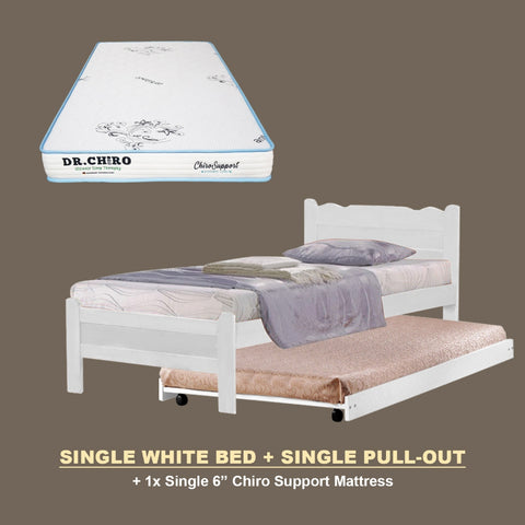 Image of Belle Pull-Out Bed Single Solid Rubberwood Bed Frame w/ Mattress Option