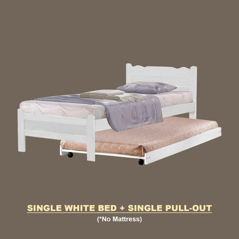 Image of Belle Pull-Out Bed Single Solid Rubberwood Bed Frame w/ Mattress Option