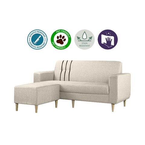 Image of Nican 3-Seater Sofa with Chaise in Pet Friendly Fabric Colours