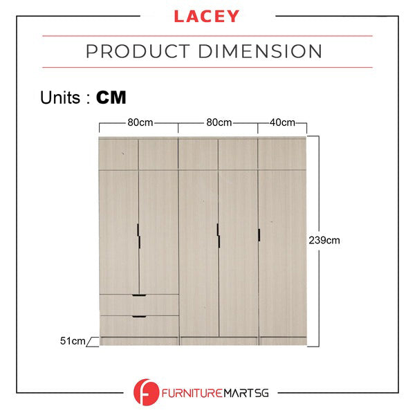 Lacey Series 4 Customizable Modular Wardrobe up to 10-Door in White Wash Colour