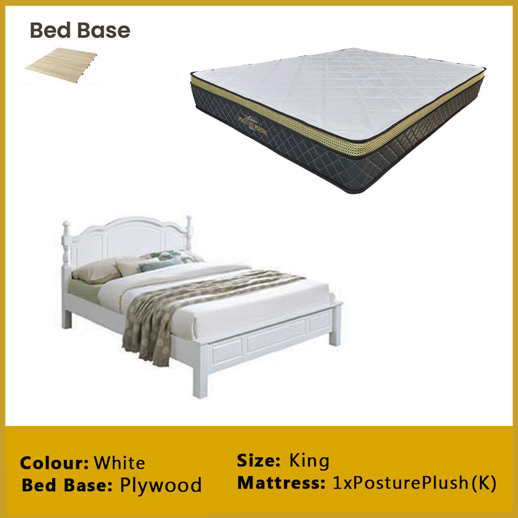 Estus Wooden Bedframe MDF + Veneer W/ Plywood Base Queen/King Size - w/ Mattress Option