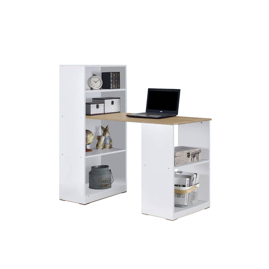 Elias Study Computer Office Table with Shelves Cabinet in 4 Colours