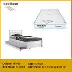 Frankie Single Pull-Out Bedframe MDF + Veneer Solid Wood Slatted Base  w/ Mattress Option
