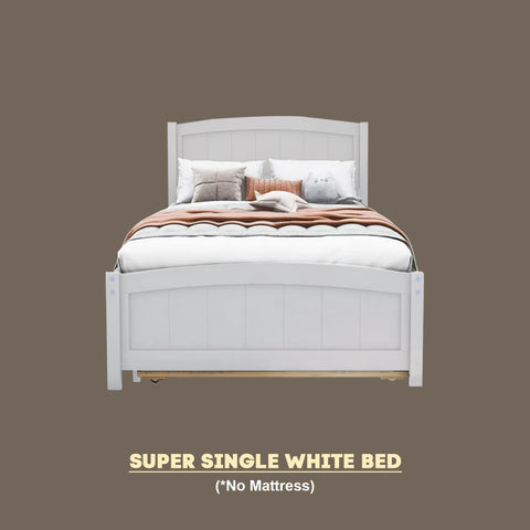 Image of Natte Solid Rubberwood Bed Frame Single, Super Single w/ Pull-Out Option