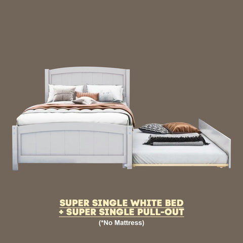 Image of Natte Solid Rubberwood Bed Frame Single, Super Single w/ Pull-Out Option