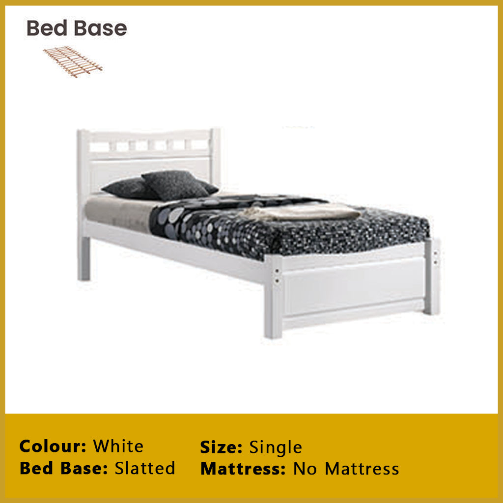 Frankie Single Pull-Out Bedframe MDF + Veneer Solid Wood Slatted Base  w/ Mattress Option