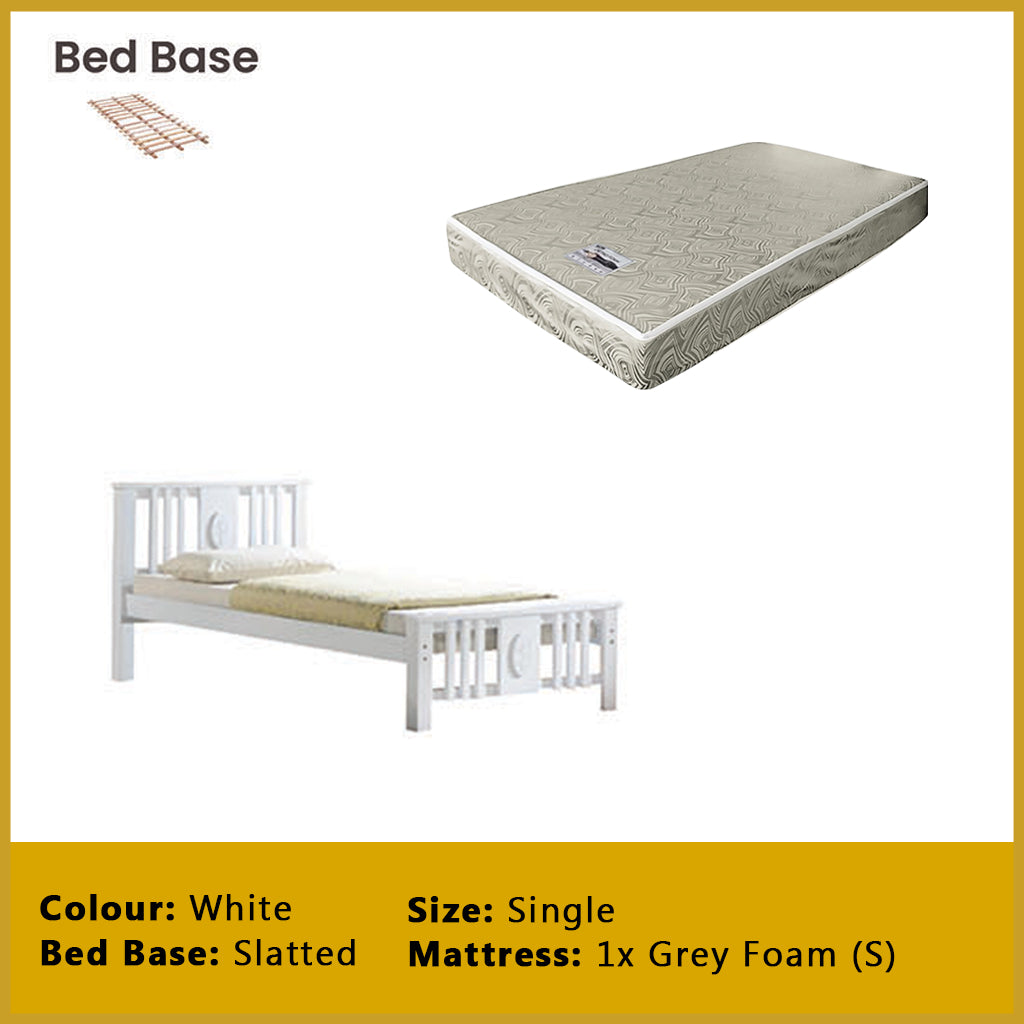 Gigi Single Pull-Out Bedframe Solid Wood Slatted Base  - w/ Mattress Option