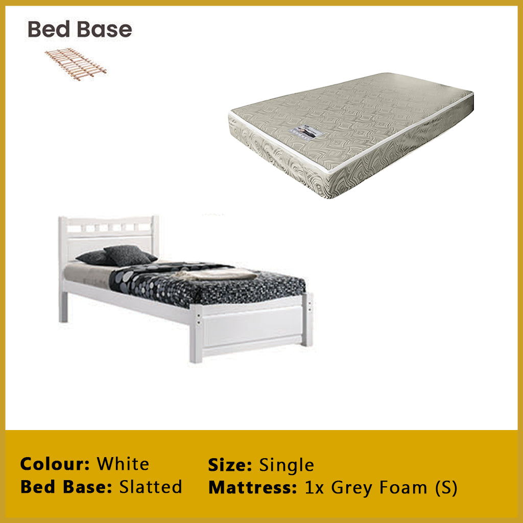Frankie Single Pull-Out Bedframe MDF + Veneer Solid Wood Slatted Base  w/ Mattress Option