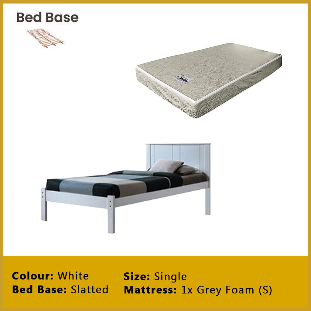 Ethan Single Pull-Out Bedframe MDF + Veneer Solid Wood Slatted Base  - w/ Mattress Option