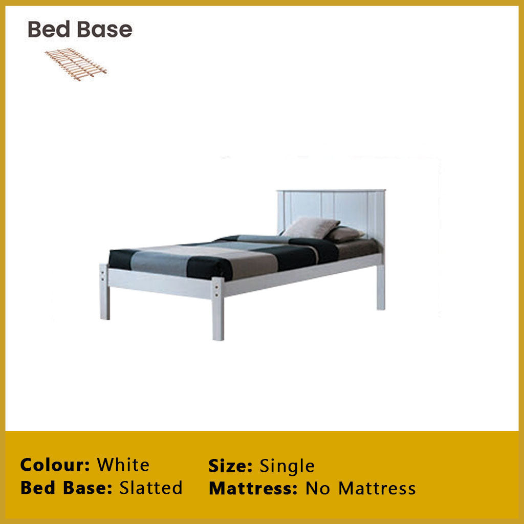 Ethan Single Pull-Out Bedframe MDF + Veneer Solid Wood Slatted Base  - w/ Mattress Option