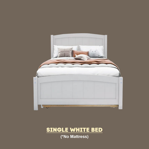 Image of Natte Solid Rubberwood Bed Frame Single, Super Single w/ Pull-Out Option