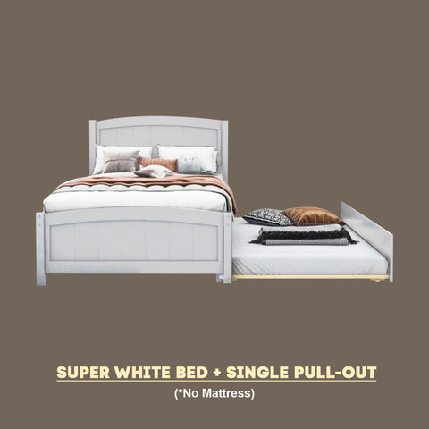 Image of Natte Solid Rubberwood Bed Frame Single, Super Single w/ Pull-Out Option