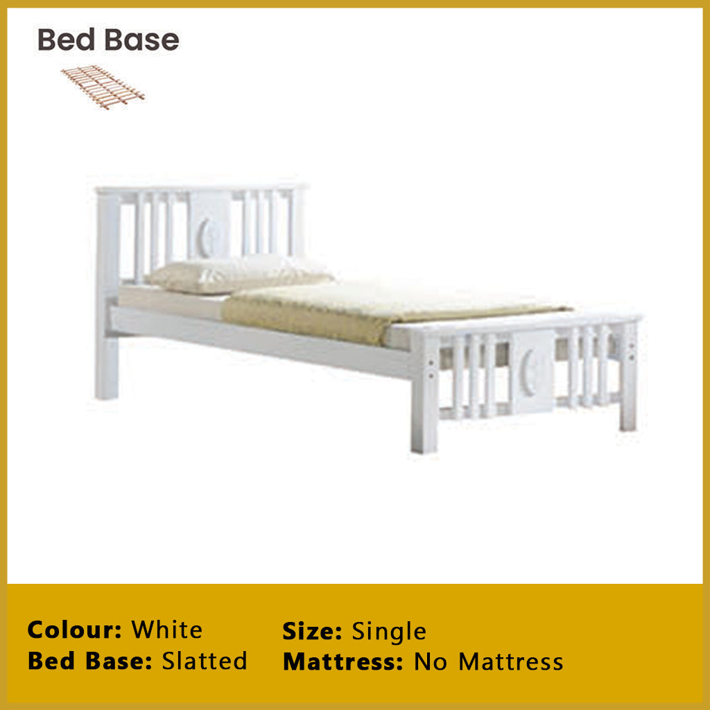 Gigi Single Pull-Out Bedframe Solid Wood Slatted Base  - w/ Mattress Option