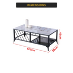Willa Premium Coffee Center Table Steel Metal Leg + Marble Ceramic Top