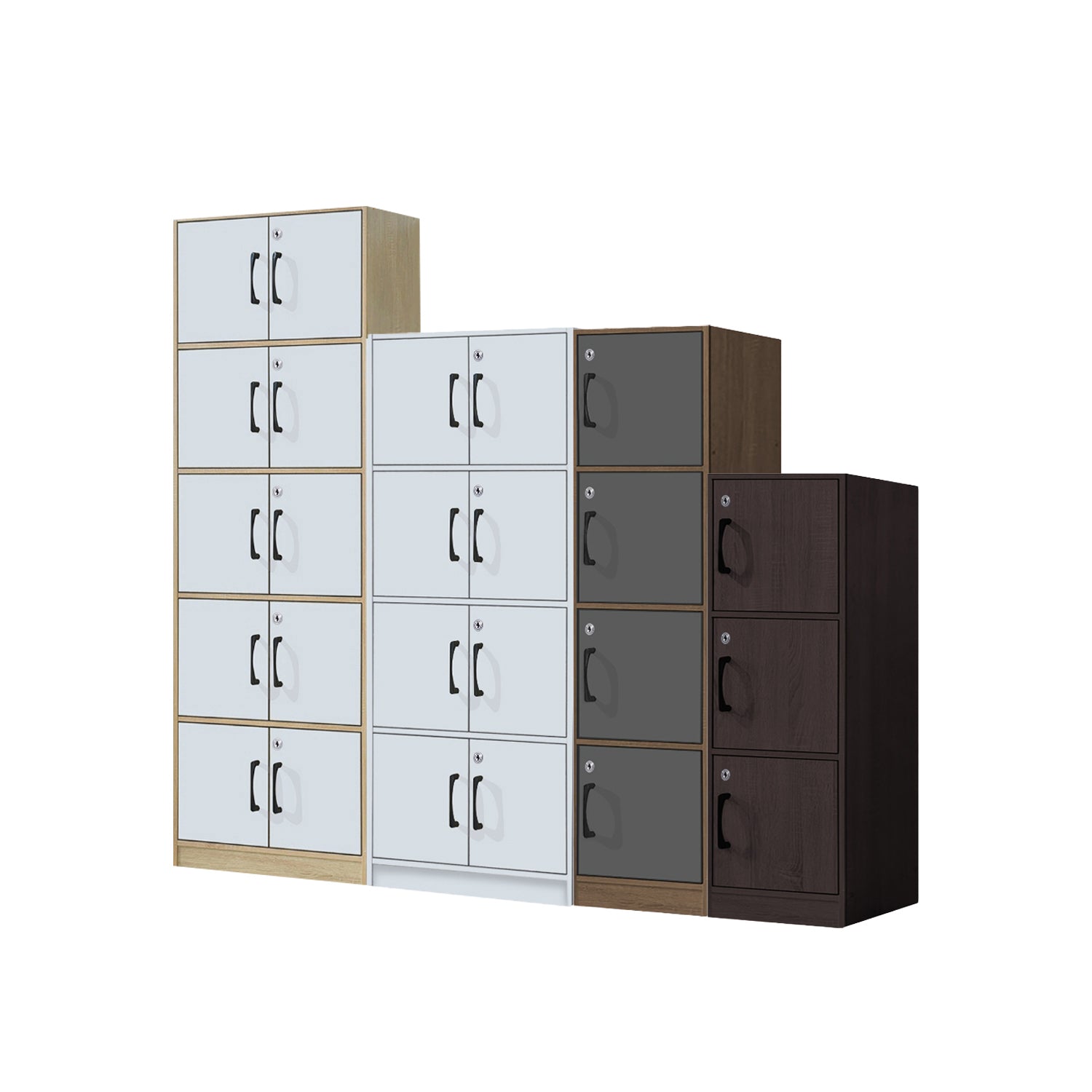 Erzan Series Single and Double Door Cabinet Bookshelf Storage w/lock in 6 Colours