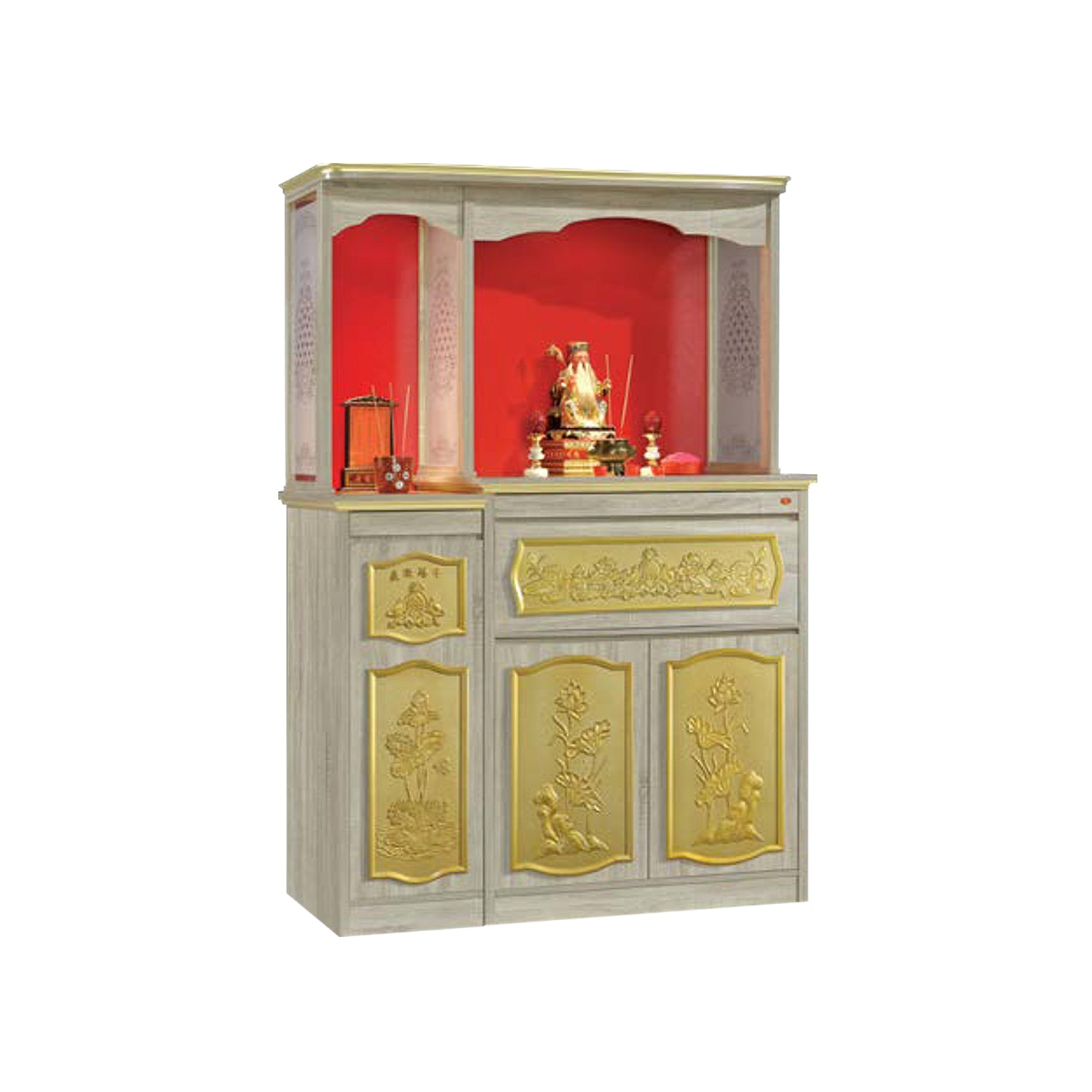 Dorian Oriental Altar Table with Top Altar Cabinet Fire Resistant Altar Cabinet