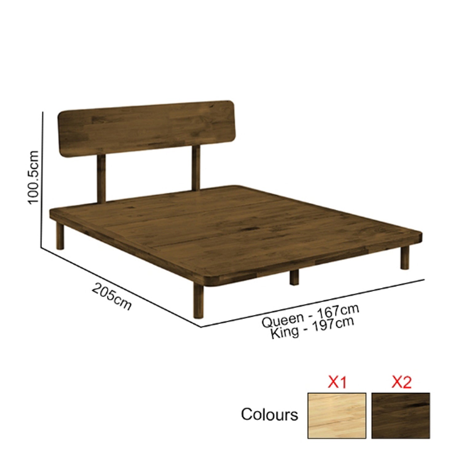 Gianna Series X Wooden Bed Frame Queen and King Size