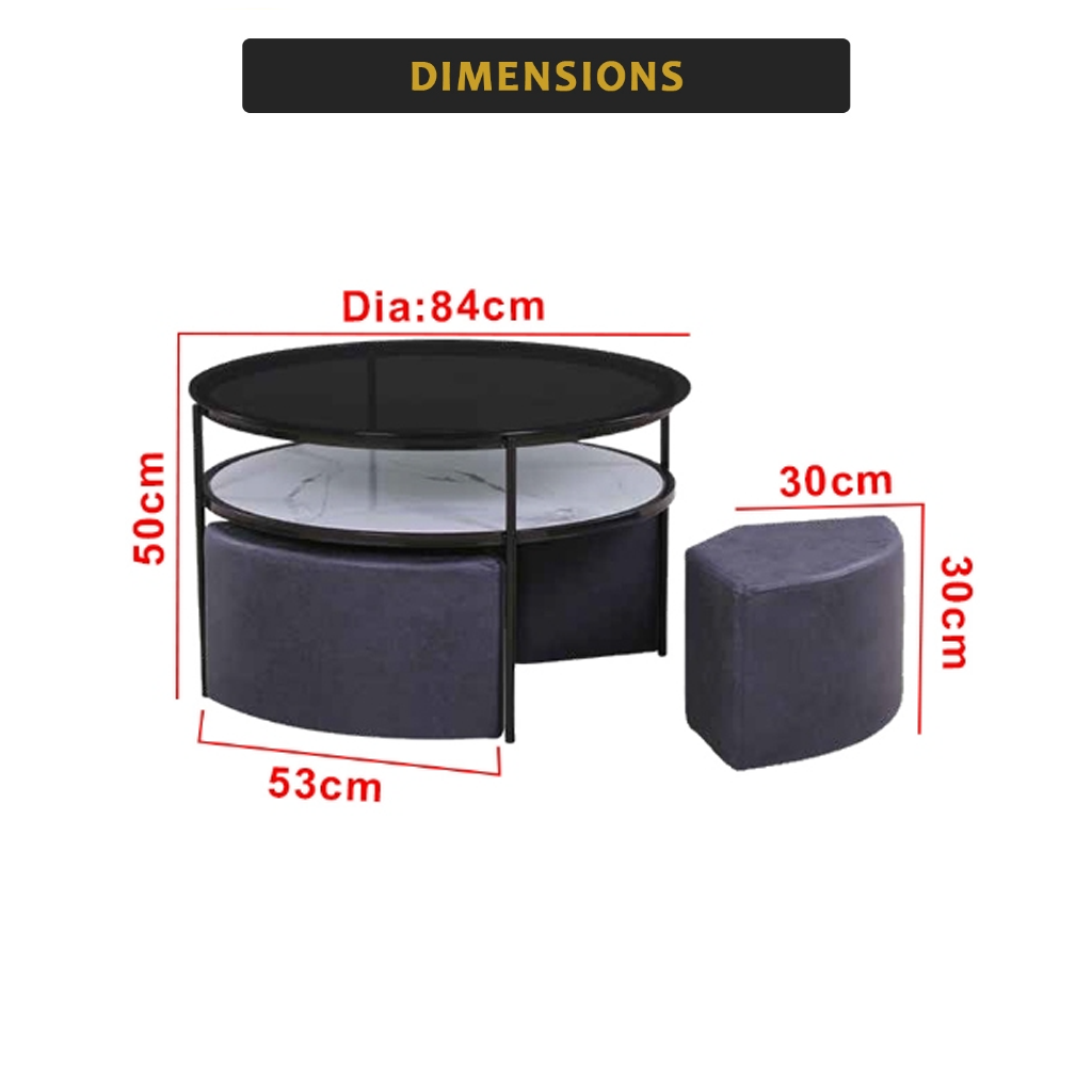 Xavia Premium Coffee Center Table Steel Metal Leg + Marble Ceramic Top