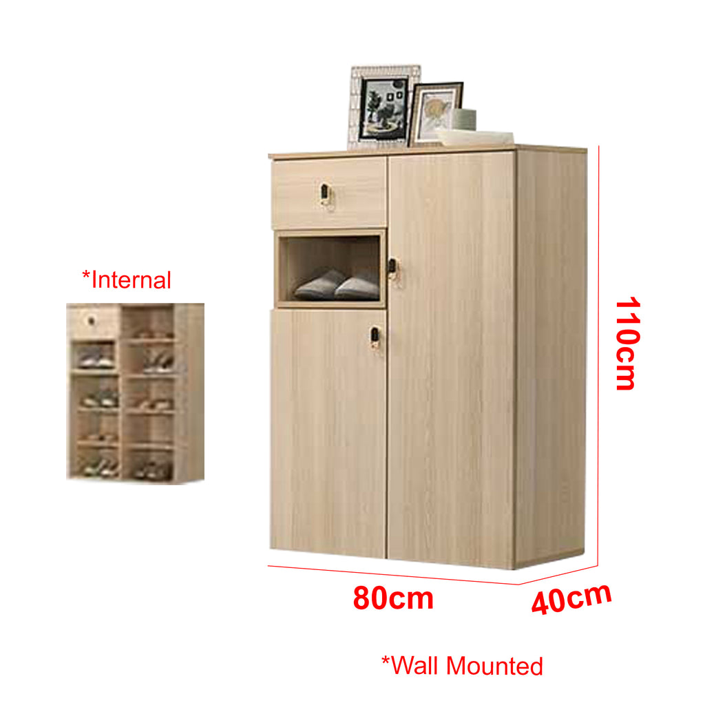 Howzer Series 25 Wall Mounted Shoe Cabinet Collection in Natural Colour