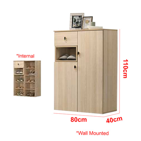 Image of Howzer Series 25 Wall Mounted Shoe Cabinet Collection in Natural Colour